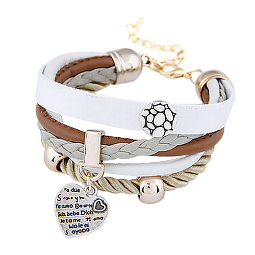 Fashion Round Plate Peach Heart Pandent Wrap Bracelet(1 Pc)