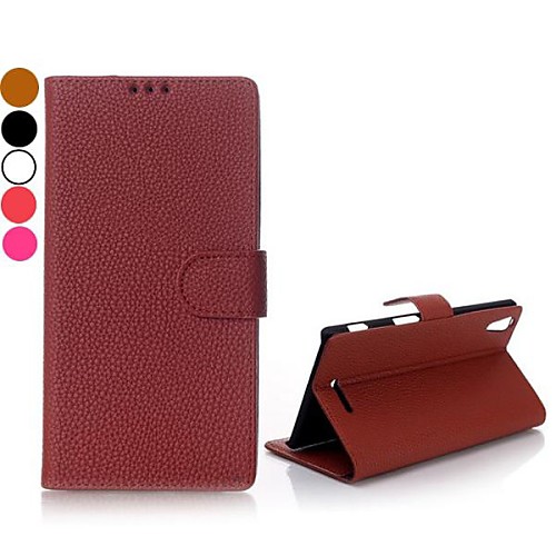 Wallet Style Lichee Pattern Magnetic Flip Stand Leather Case with Card Slot for Sony Xperia T3 M50W(Assorted Colors)