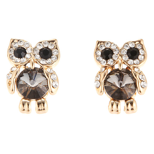 Classic Gem Owl Shape Diamanted Stud Earring(1 Pair)