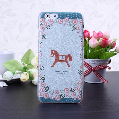 Flowers and Horse Pattern Litchi Texture Plastic Hard Case for iPhone 6