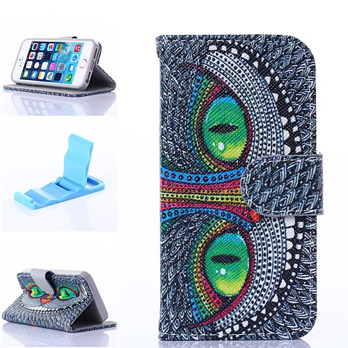 Green Eyes Pattern PU Leather Full Body Case with Stand for iPhone 5C