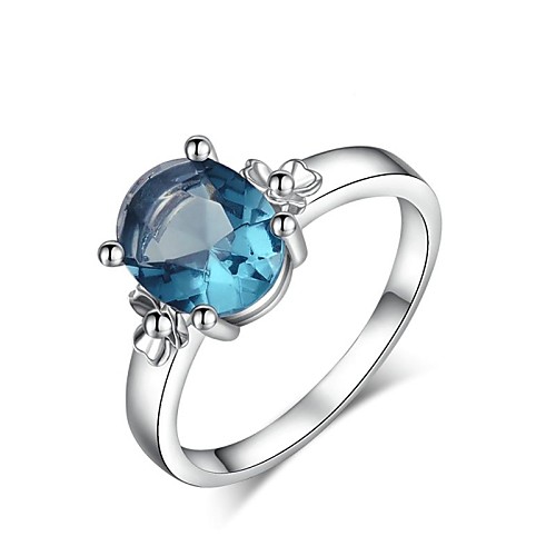 Christmas Dinner Blue Rings18K Platinum Plated Make with Genuine AAA Zircon Fashion Jewelry