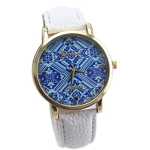 Women's Multicolor Print Bohemia Style PU Leather Band Analog Quartz Wrist Watch (Assorted color)