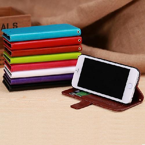 гладкой кожи шаблон PU кожаный бумажник откидная крышка с гнезд для iphone 6 случае (разные цвета)