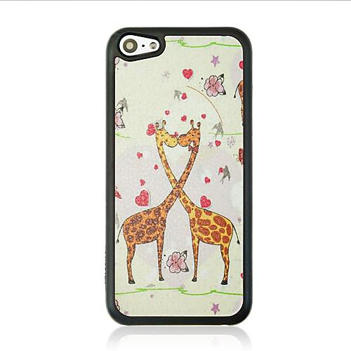 Kissing Two Giraffe Leather Vein Pattern Hard Case for iPhone 5C