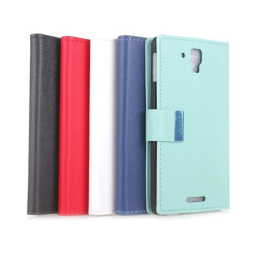 Solid Color Pattern PU Leather Full Body Case with Stand and Card Slot for Lenovo S898t