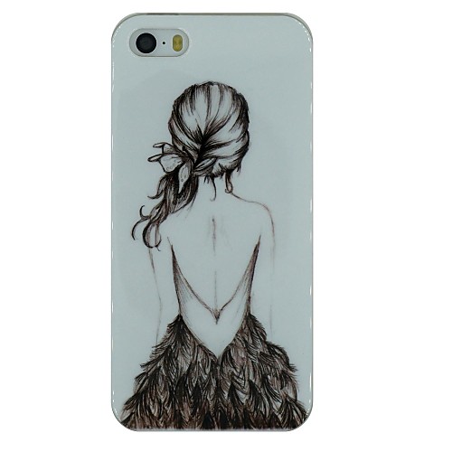 The Back of Girl Sketch Pattern TPU Material Soft Back Cover Case for iPhone 5/5S