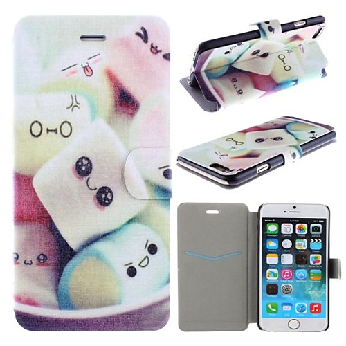 Lovely Cartoon Marshmallow Pattern PU Leather Full Body Cover with Card Slot for iPhone 6