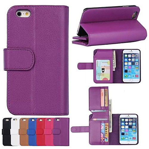 Wallet Pattern PU Leather Full Body Case with Card Slot for iPhone 6 (Assorted Colors)