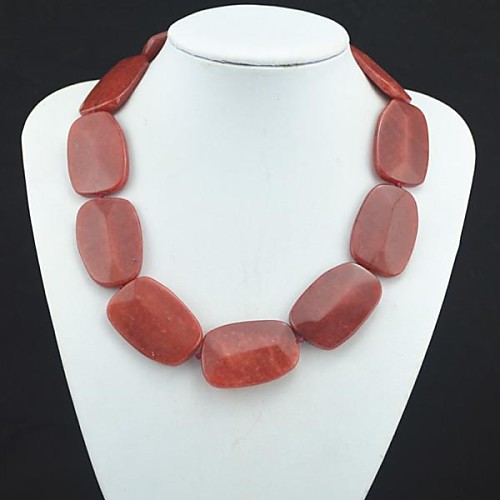 Toonykelly Fashionable Natural Real Oblong Stone Necklace(1 Pc)