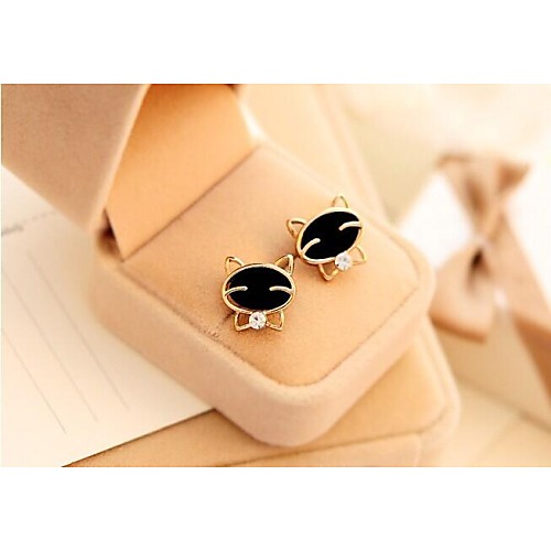 Love Is Your Lovely Smile Black Cat High-grade Fine Diamond Stud Earrings