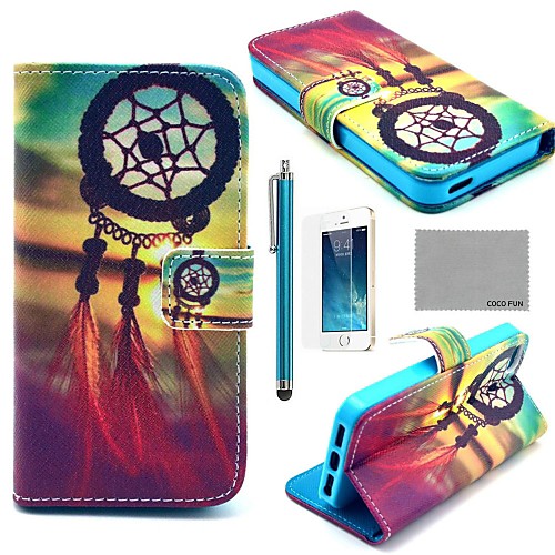 COCO FUN Chinese knot Pattern PU Leather Full Body Case with Film, Stand and Stylus for iPhone 5/5S