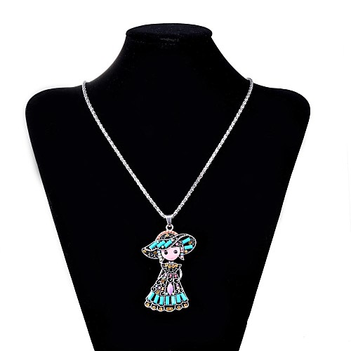 luremebohemian с капюшоном девушка сверла сплава ожерелье
