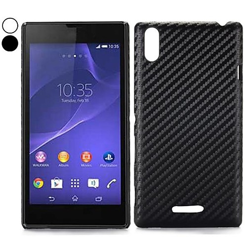 Carbon Fiber Pattern Leather Coated Hard Case for Sony Xperia T3 M50W D5102 D5103 D5106(Assorted Colors)