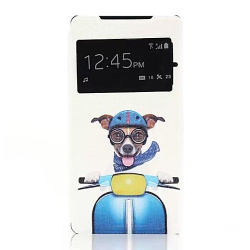 The Cartoon Dog Ride a Motorcycle Pattern One Window Clamshell PU Leather Full Body Case for Sony Xperia Z2