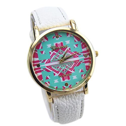 Women's Multicolor Print Bohemia Style PU Leather Band Analog Quartz Wrist Watch (Assorted color)