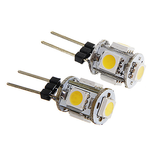 g4 1w 5x5050smd 60lm 3000K теплый белый свет привел кукуруза лампа (12v 2шт)