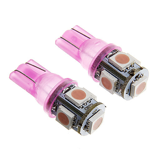 t10 1w 100lm 5 × 5050 SMD розовый свет для приборной панели автомобиля / двери / магистральных ламп (dc12v 2шт)