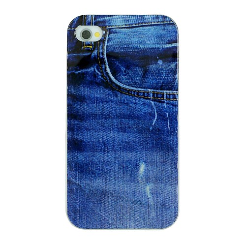 The Jeans Pattern TPU Material Soft Back Cover Case for iPhone 4/4S