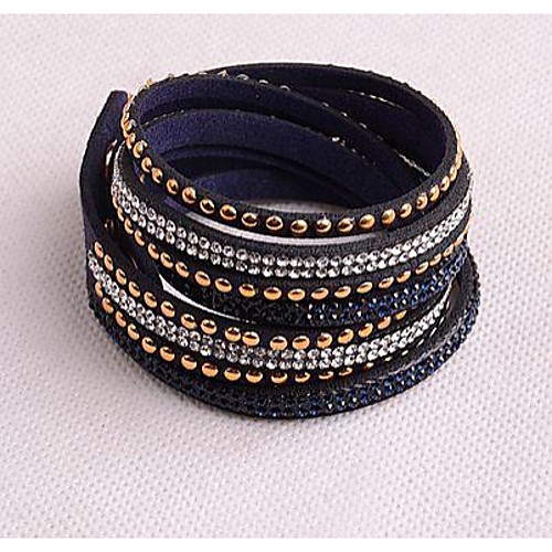 Leather Bracelets Twice New Arrivals Popular Copper Piece Diamond Dark Blue boots