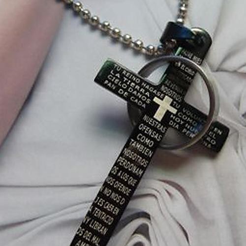 мода титана Стальной крест библии слова кулон ожерелье lurememen в