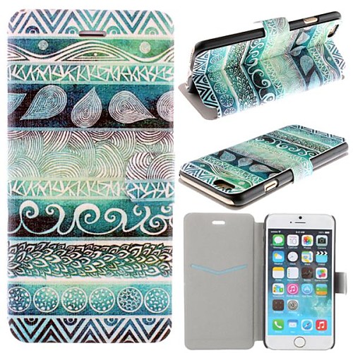 Green Totems Pattern PU Leather Full Body Cover with Card Slot for iPhone 6