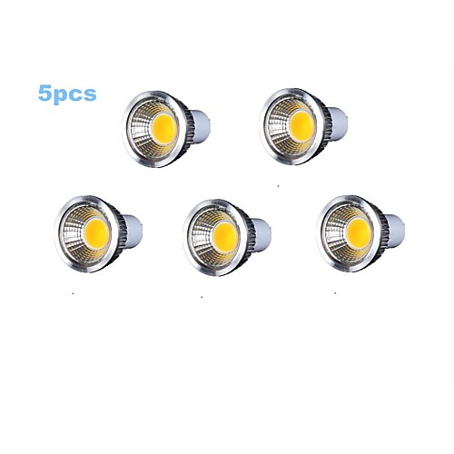 5pcs 5W GU10 350-400LM 3000-3500K Warm White Color Support Dimmable Led Cob Spot Light Lamp Bulb(220V)