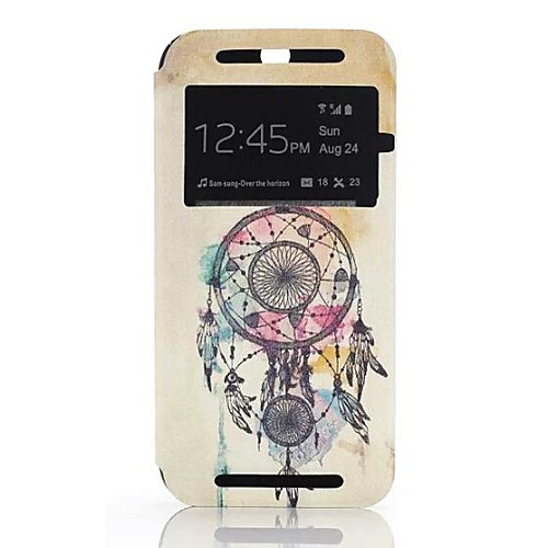 Special Grains Dream Catcher Pattern One Window Clamshell PU Leather Full Body Case for HTC One M8