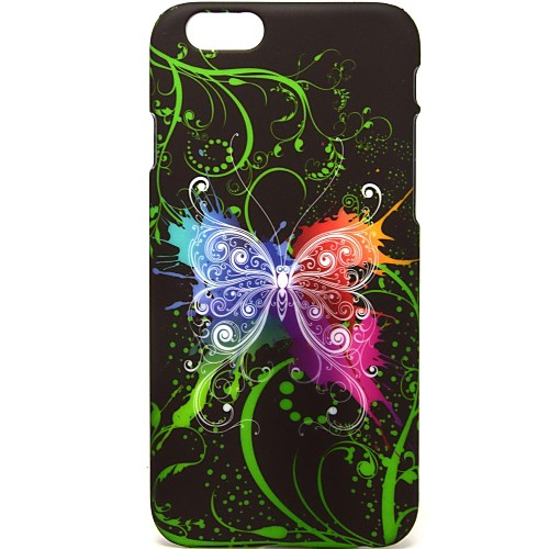 Large Black Butterfly Pattern Hard Plastic Back Cover Case for ipone 6