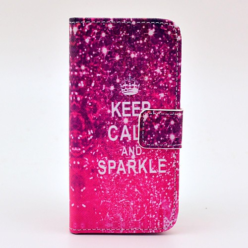 KEEP CALM AND SPARKLE Words Shining Pattern PU Leather Full Body Case for iPhone 5/5S