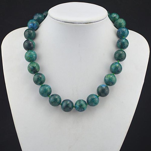 ToonykellyVintage Look Natural Green Stone Bead Necklace(1 Pc)