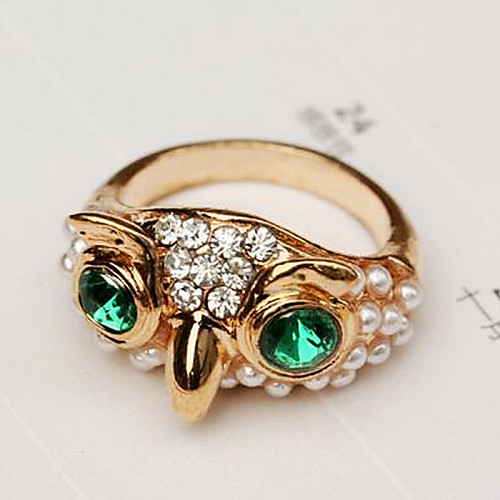 Classic Pearl Diamanted Owl Statement Ring(1 Pc)