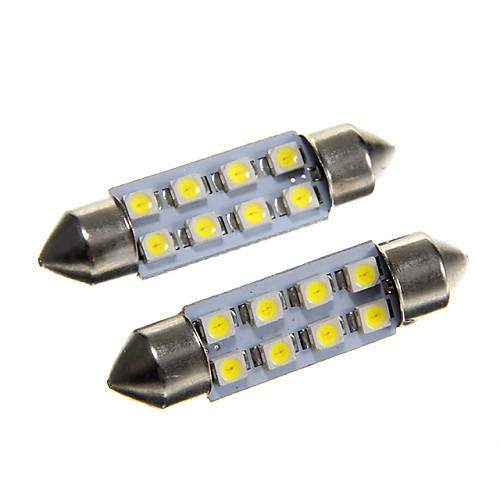 8  3528 SMD 42mm автомобиля интерьер купол гирлянда свет белый шарик (dc12v 2шт)