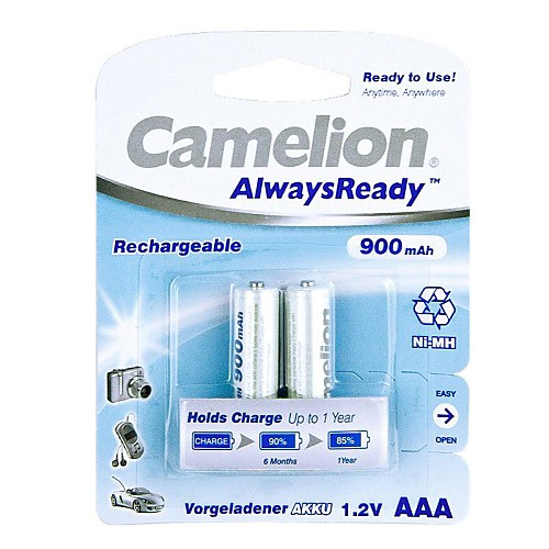 Camelion AlwaysReady 900mAh Low Self-discharge Ni-MH AAA Rechargeable Battery (2pcs)