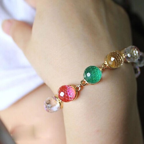 Toonykelly Fahionable Women's Glod Plated Multicolor Bead Braclet(1 Pc)