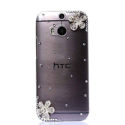 DIY Two Magnificent Flowers with Rhinestone Pattern Plastic Hard Case for HTC M8