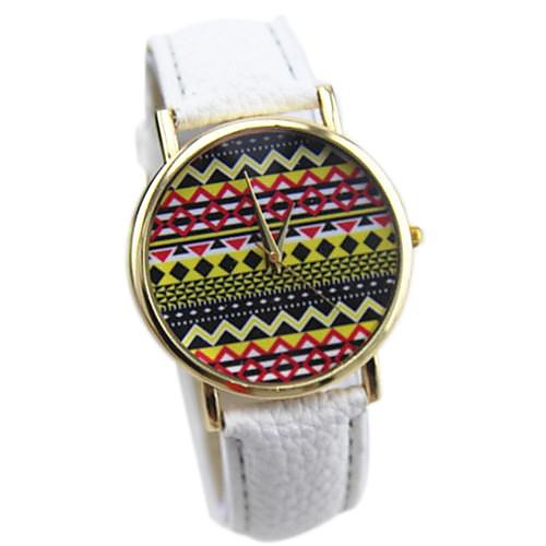 Women's Multicolor Print Bohemia Style PU Leather Band Analog Quartz Wrist Watch (Assorted color)