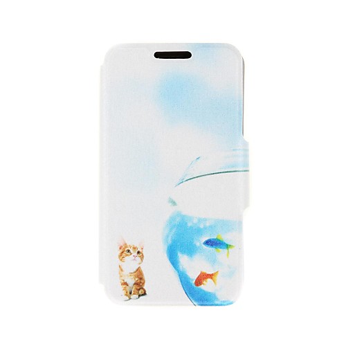 Kinston Cat and Fish Pattern PU Leather Full Body Cover with Stand for Nokia Lumia 520