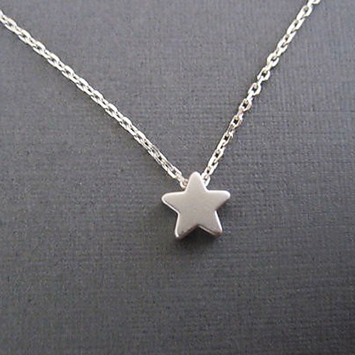 Европейский серебро маленькая звезда крошечный кулон ожерелье (1 шт)