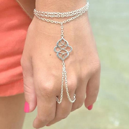 Women's  Fashion Personality Hollow Out Auspicious Connect Fingers Chain  Bracelets