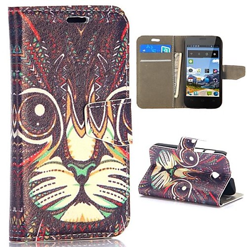 Tribal Style Cat Pattern Wallet Style Magnetic Flip Stand PCPU Leather Case for HuaWei Ascend Y330