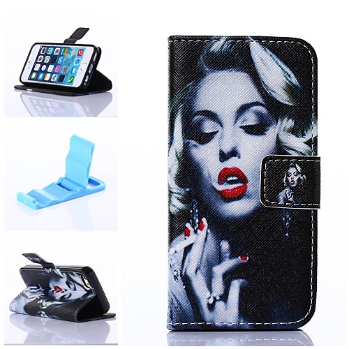 Attractive Monroe Pattern PU Leather Full Body Case with Stand for iPhone 5C