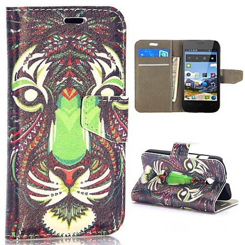 Tribal Style Tiger Pattern Wallet Style Magnetic Flip Stand PCPU Leather Case for HuaWei Ascend Y330