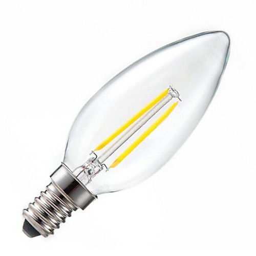 Dimmable E14  2W 2XCOB Epistar 200LM 2800-3200K Warm White LED Filament Light(AC 220V)