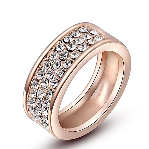 Classic Small Pieces Clear Austrian Crystals Rose Gold Plated Round Ring  Party Jewelry