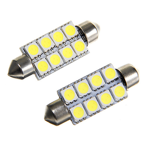 8  5050 SMD 41mm автомобиля интерьер купол гирлянда свет белый шарик (dc12v 2шт)