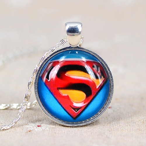 Время галактика супермен драгоценный камень Серебряное ожерелье женщин