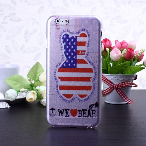 USA Flag and We Love Bear Pattern Transparent Plastic Hard Case for iPhone 6