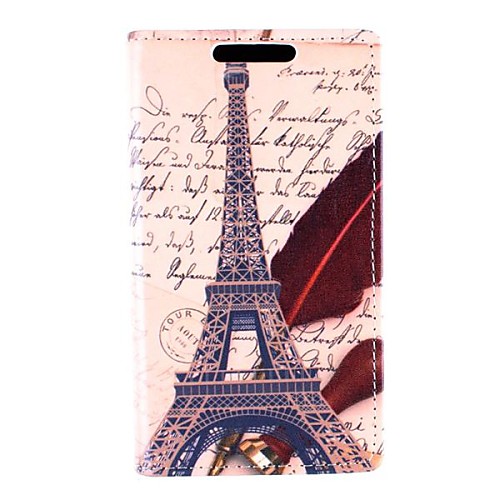 Eiffel Tower Pattern PU Leather Full Body Case with Card for Sony Xperia M2 S50h