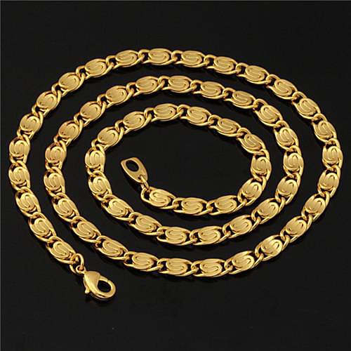 u7 высокого качества 18k коренастый золото заполнил Фигаро цепи ожерелье для мужчин женщины 6мм 55см с 
